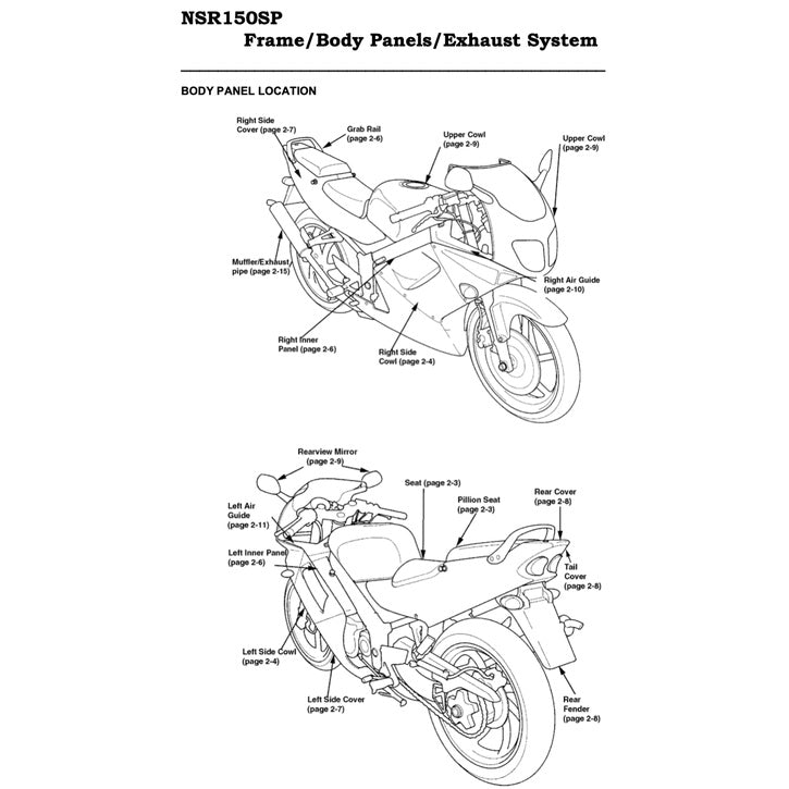 HONDA NSR 150SP (1997-2010) SERVICE WORKSHOP MANUAL + PARTS CATALOGUE + OWNER'S MANUAL - REPSOL REPLICA - Image 5