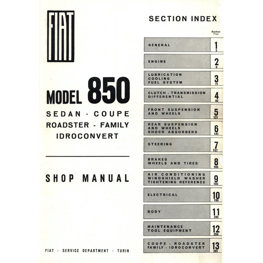 FIAT 850 100 B/C/G (1964-1973) SERVICE WORKSHOP MANUAL + OWNER'S MANUAL - Image 3