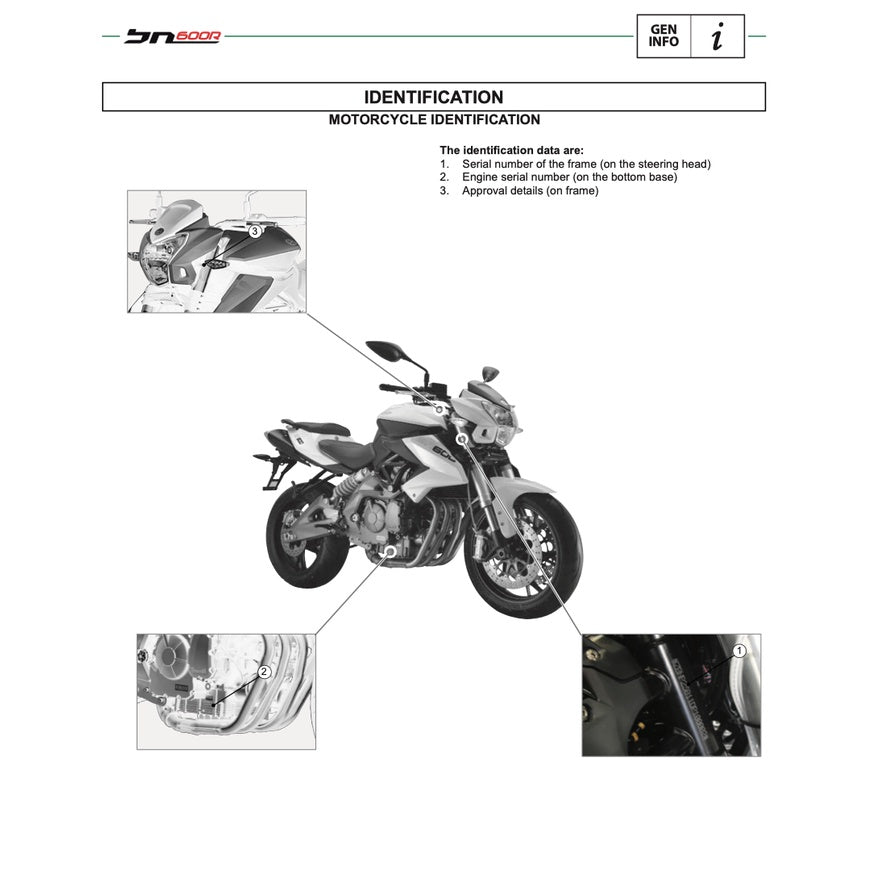 BENELLI BN600 R (2014-2018) SERVICE WORKSHOP MANUAL + PARTS CATALOGUE + OWNER'S MANUAL - Image 4