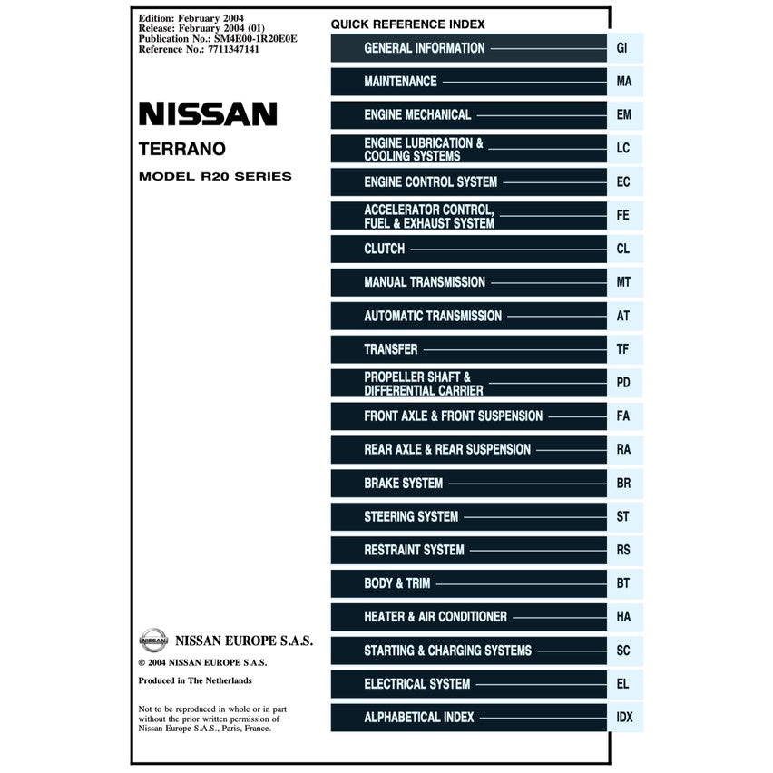 NISSAN TERRANO II (1993-2005) SERVICE WORKSHOP MANUAL - Image 3