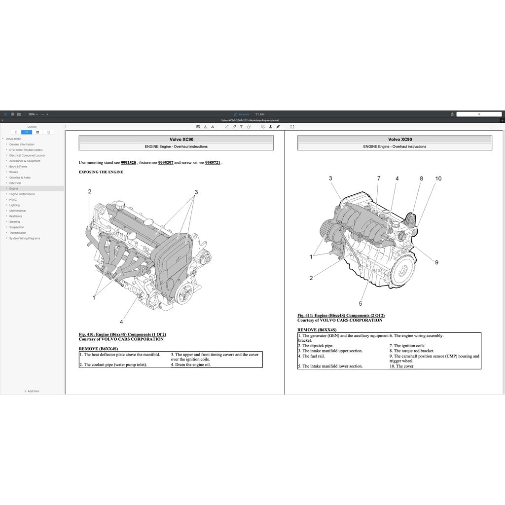 VOLVO XC90 (2007-2014) SERVICE WORKSHOP MANUAL - Image 6