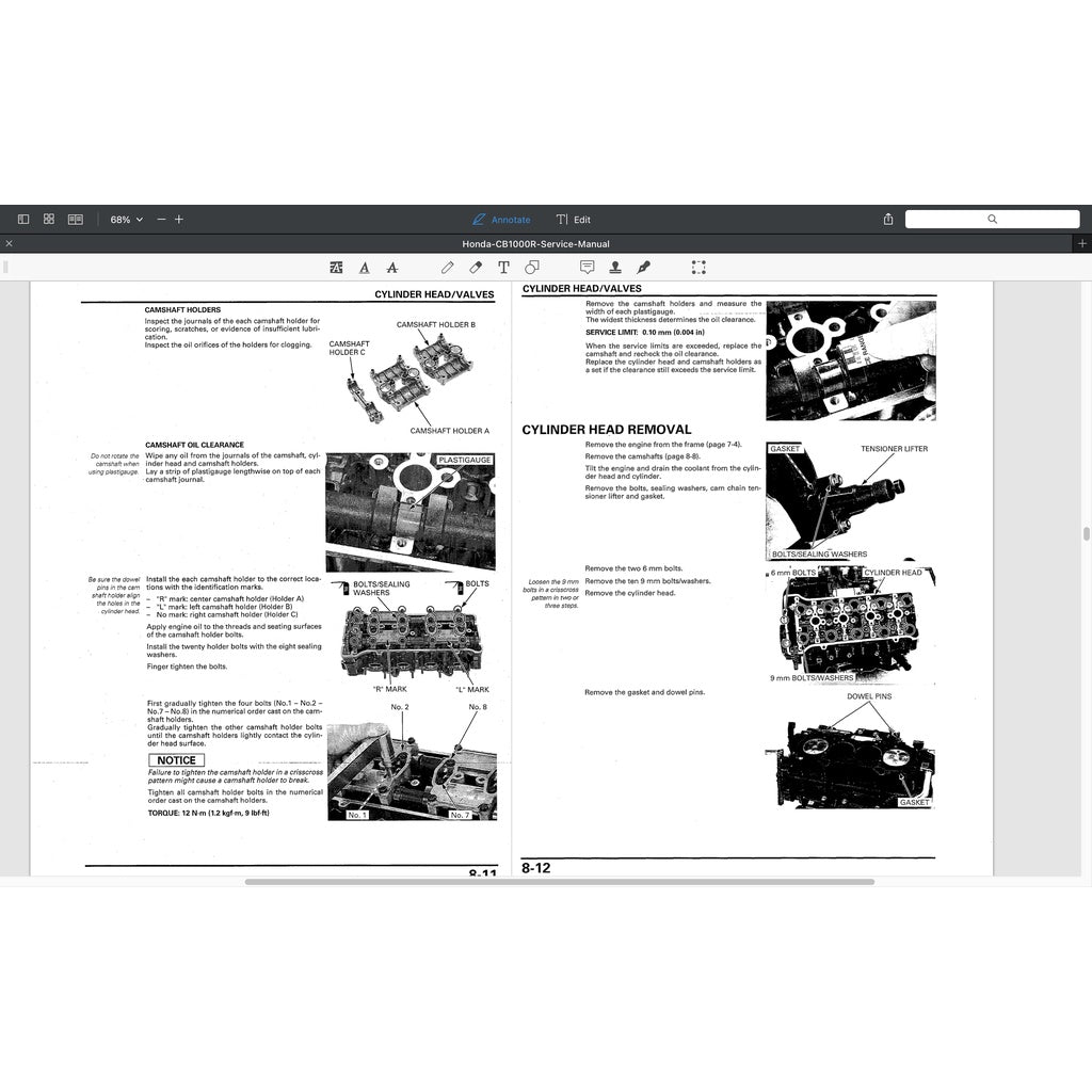 HONDA CB1000R SC60 (2009-2017) SERVICE WORKSHOP MANUAL + OWNER'S MANUAL / CB 1000 R - Image 8