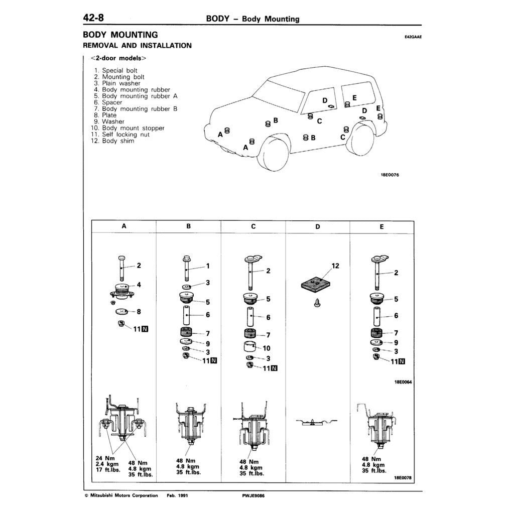MITSUBISHI PAJERO II V20 (1991-1999) SERVICE WORKSHOP MANUAL - Image 5