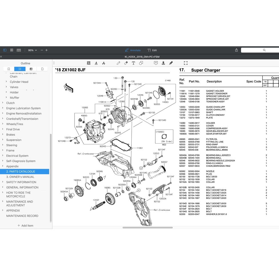 KAWASAKI H2 SX (2018) SERVICE WORKSHOP MANUAL + PARTS CATALOGUE + OWNER'S MANUAL - Image 9