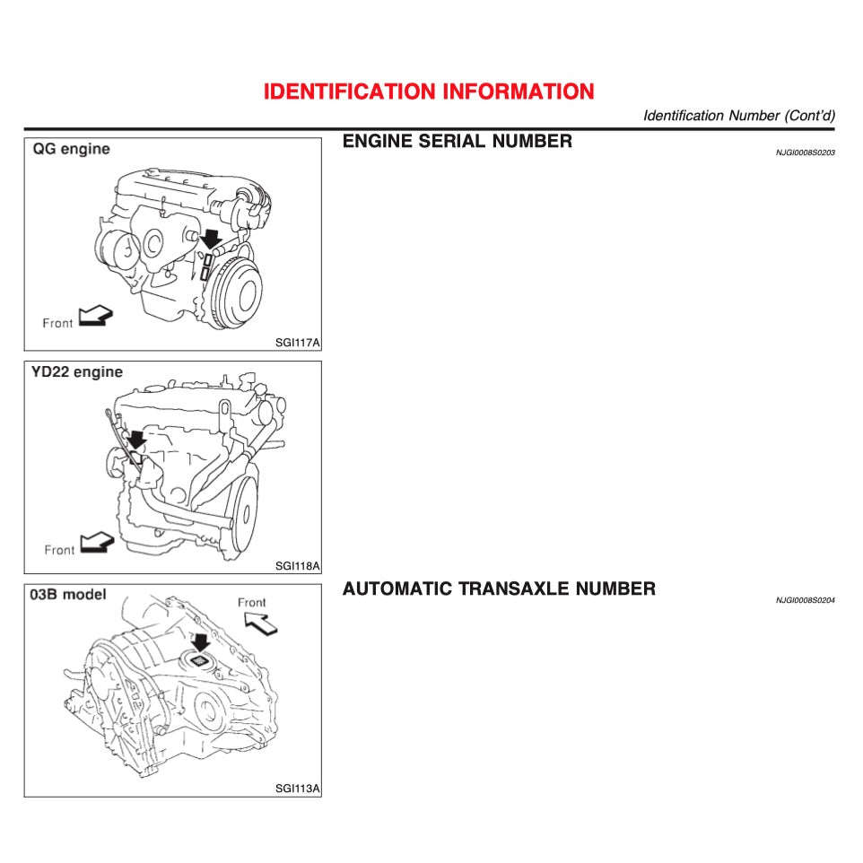 NISSAN SENTRA / SYLPHY N16 (2005-2012) SERVICE WORKSHOP MANUAL - Image 5