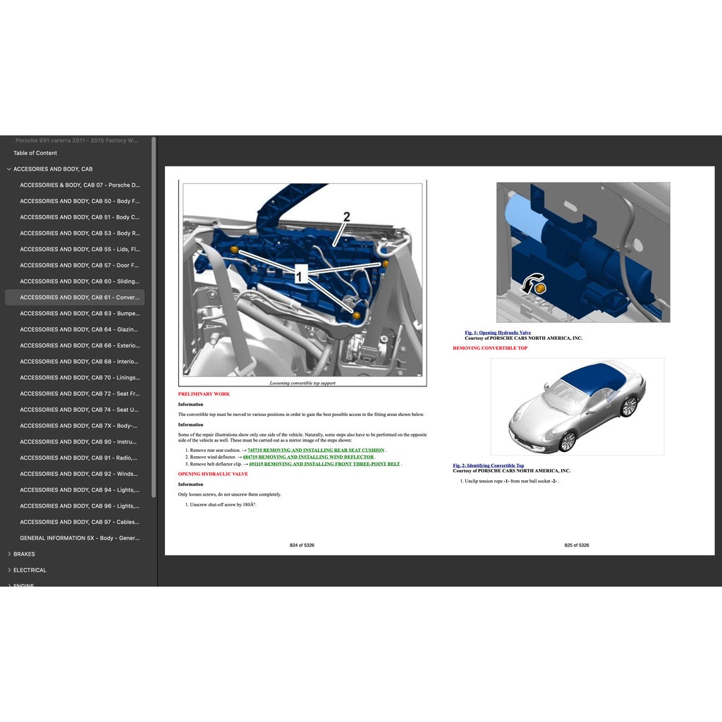 PORSCHE 911 991.1 (2011-2016) SERVICE WORKSHOP MANUAL + PARTS CATALOGUE - Image 4