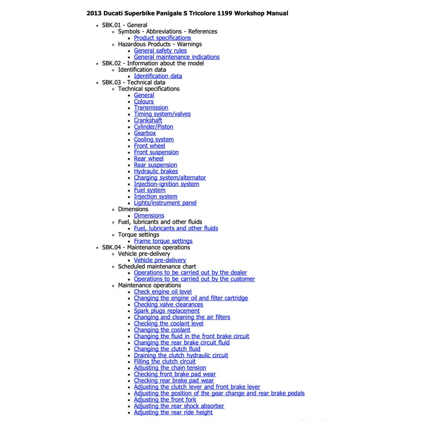 DUCATI PANIGALE Senna 1199 (2012-2014) SERVICE WORKSHOP MANUAL + PARTS CATALOGUE + OWNER'S MANUAL - Image 3