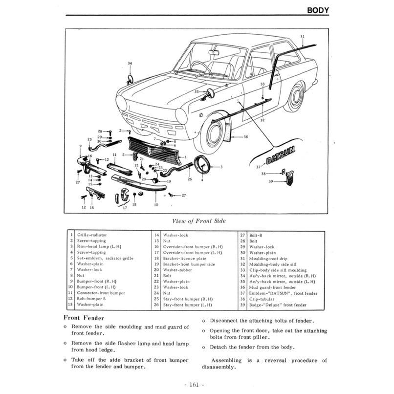 DATSUN 1000 B10 (1966-1969) SERVICE WORKSHOP MANUAL - Image 10