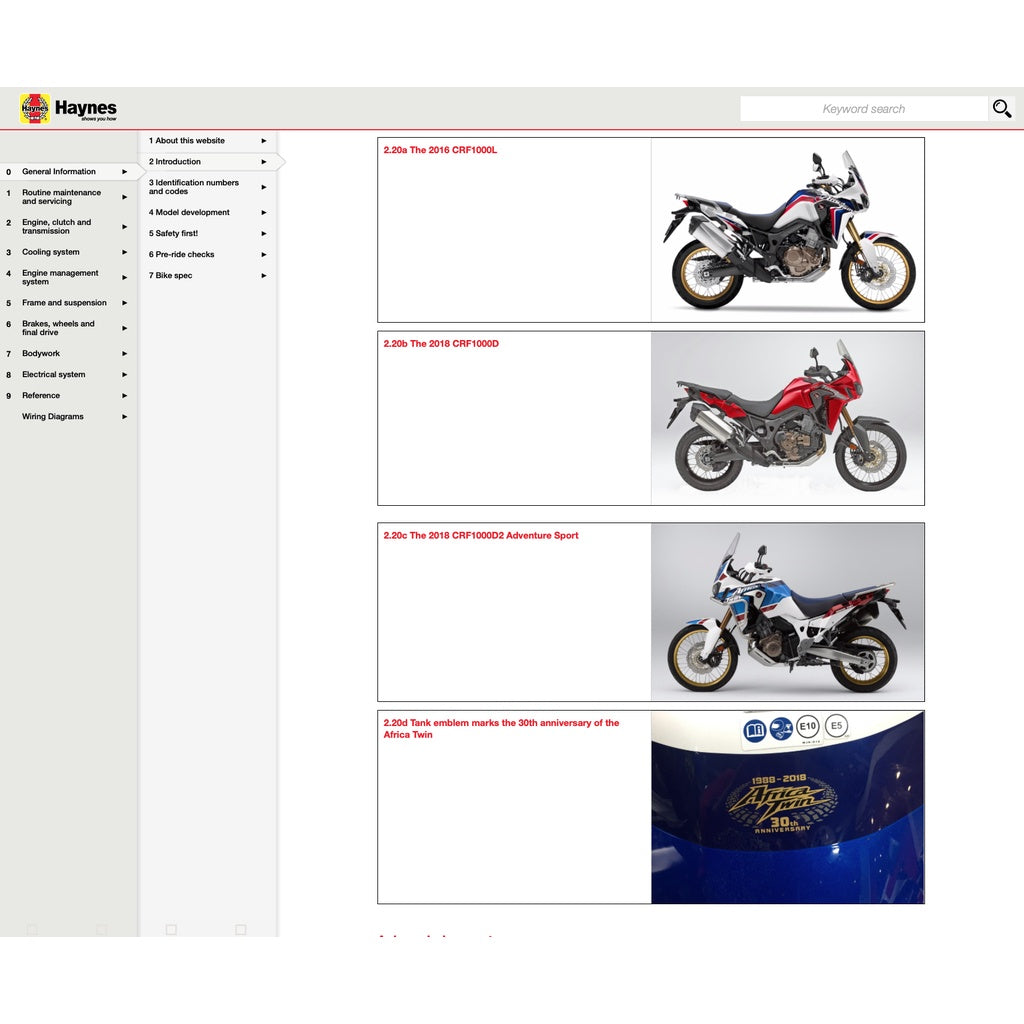 HONDA CRF1000 A/A2/D/D2 AFRICA TWIN (2016-2019) SERVICE WORKSHOP MANUAL - Image 10