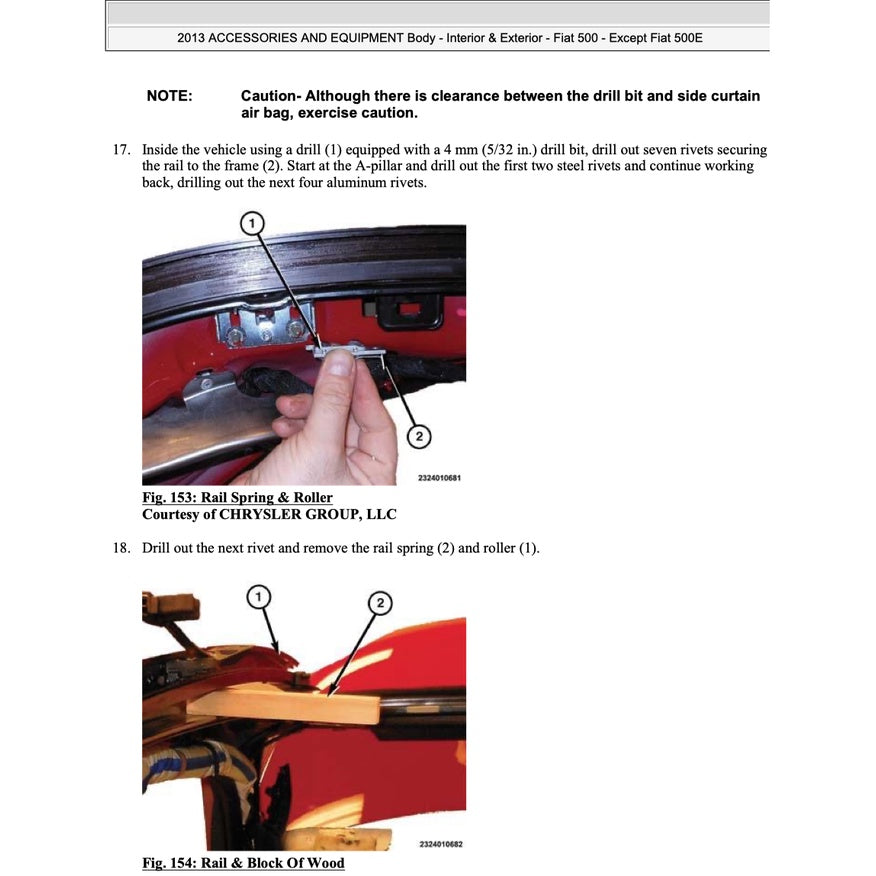 FIAT 500 C (2007-2019) CONVERTIBLE ROOF SERVICE & REPAIR MANUAL - Image 5