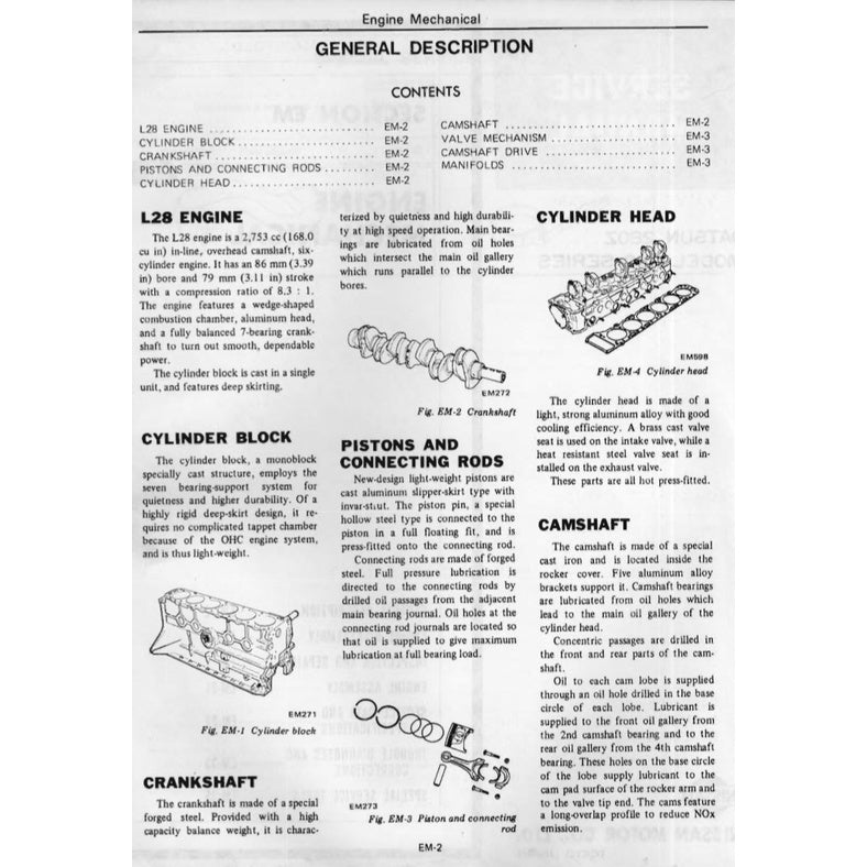 DATSUN 280Z S30 (1975-1978) SERVICE WORKSHOP MANUAL + PARTS CATALOGUE - Image 5