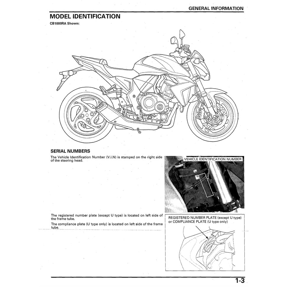 HONDA CB1000R SC60 (2009-2017) SERVICE WORKSHOP MANUAL + OWNER'S MANUAL / CB 1000 R - Image 4
