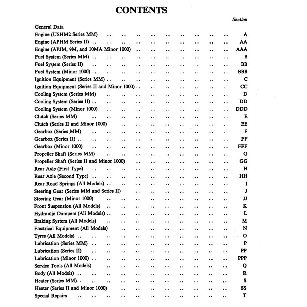 MORRIS MINOR SERIES MM / II /1000 (1948-1971) FACTORY SERVICE WORKSHOP MANUAL + PARTS CATALOGUE - Image 3