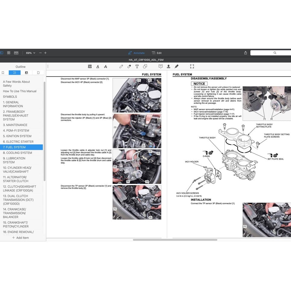 HONDA AFRICA TWIN CRF 1000 A/D (2016-2020) SERVICE WORKSHOP MANUAL + PARTS CATALOGUE + OWNER'S MANUAL - Image 6