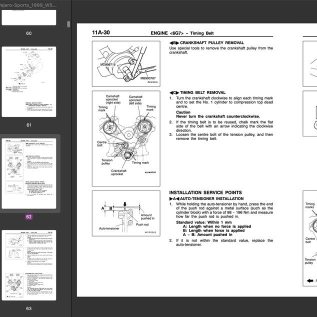 MITSUBISHI PAJERO III V60 (1999-2006) SERVICE WORKSHOP MANUAL - Image 8