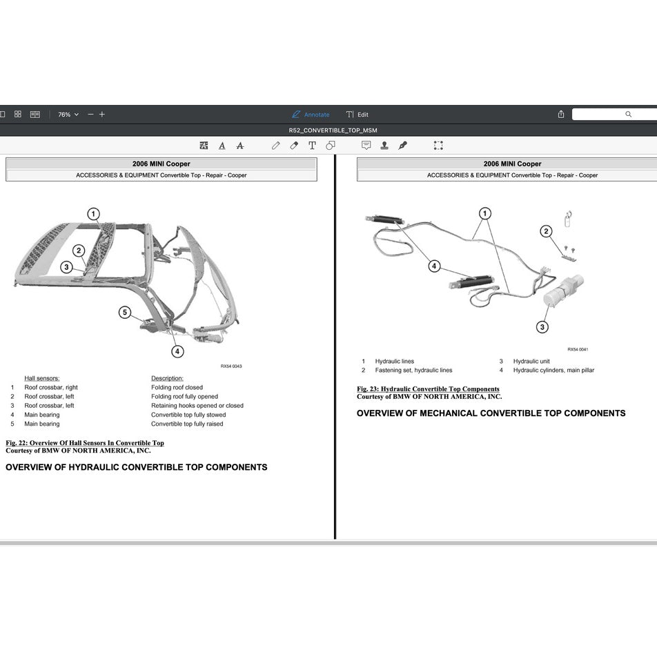 Mini Cooper R52 (2004-2006) CONVERTIBLE TOP SERVICE & REPAIR MANUAL - Image 6