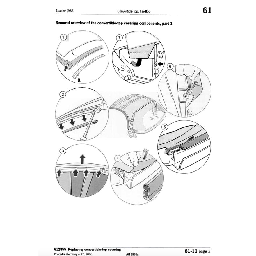 PORSCHE 986 (1997-2004) CONVERTIBLE TOP SERVICE REPAIR MANUAL - Image 7