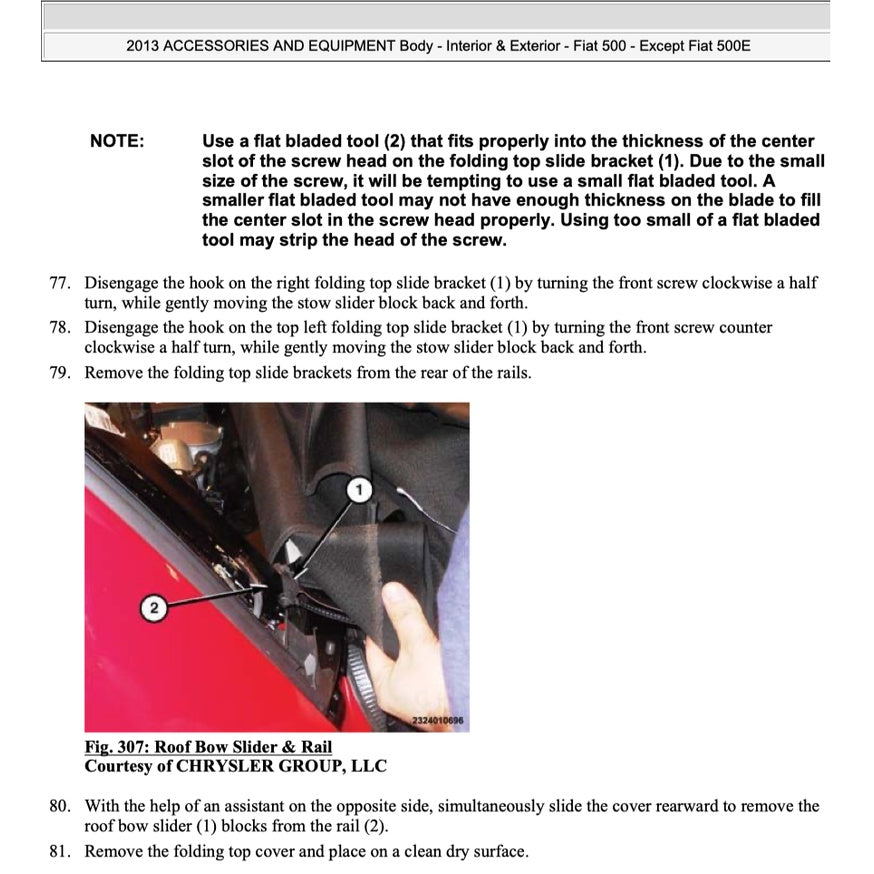 FIAT 500 C (2007-2019) CONVERTIBLE ROOF SERVICE & REPAIR MANUAL - Image 6