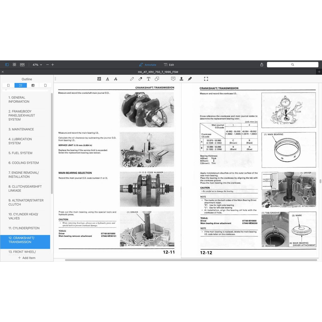 HONDA AFRICA TWIN XRV 750 T (1996-2000) SERVICE WORKSHOP MANUAL + PARTS CATALOGUE + OWNER'S MANUAL - Image 8