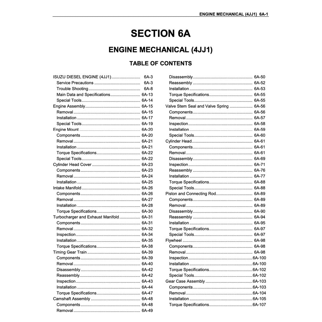 ISUZU ENGINE 4JJ1 SERVICE WORKSHOP MANUAL / ISUZU D-MAX - Image 3