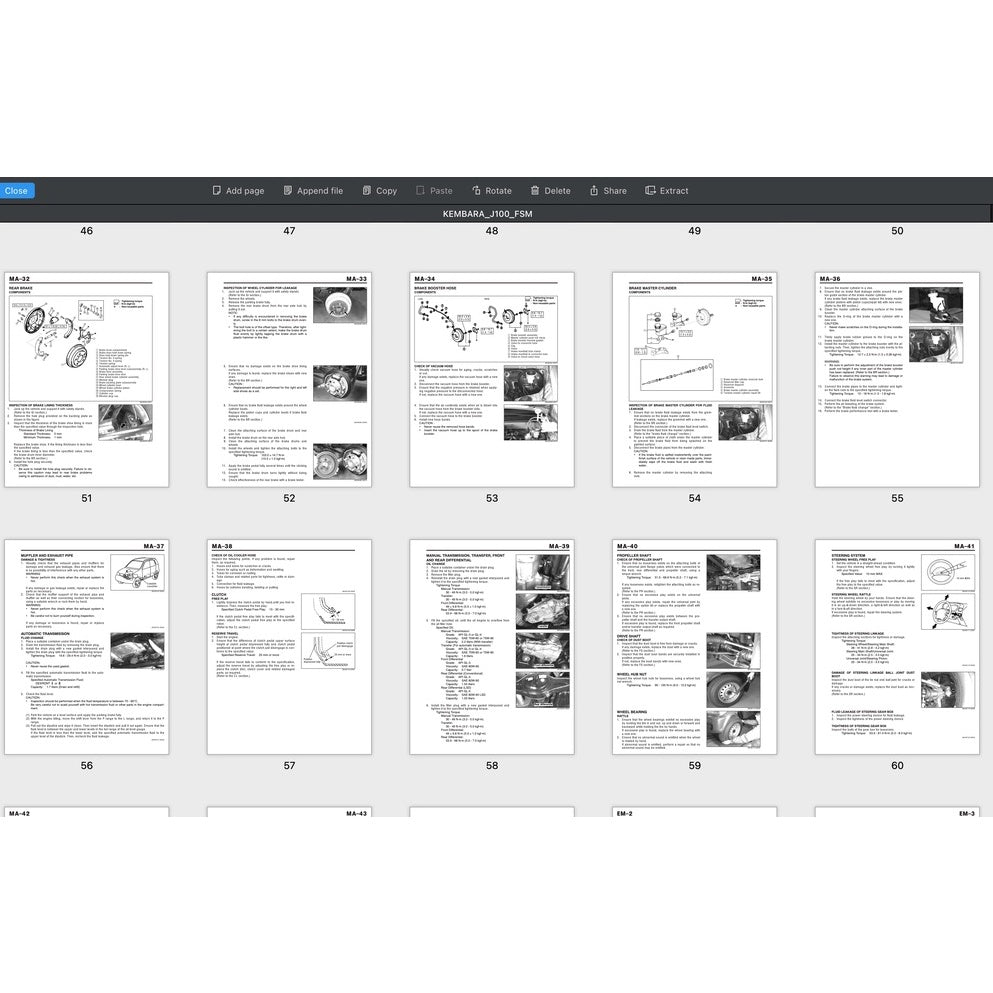 PERODUA KEMBARA (1998-2007) SERVICE WORKSHOP MANUAL WORKBOOK + SUPPLEMENT CT - Image 3