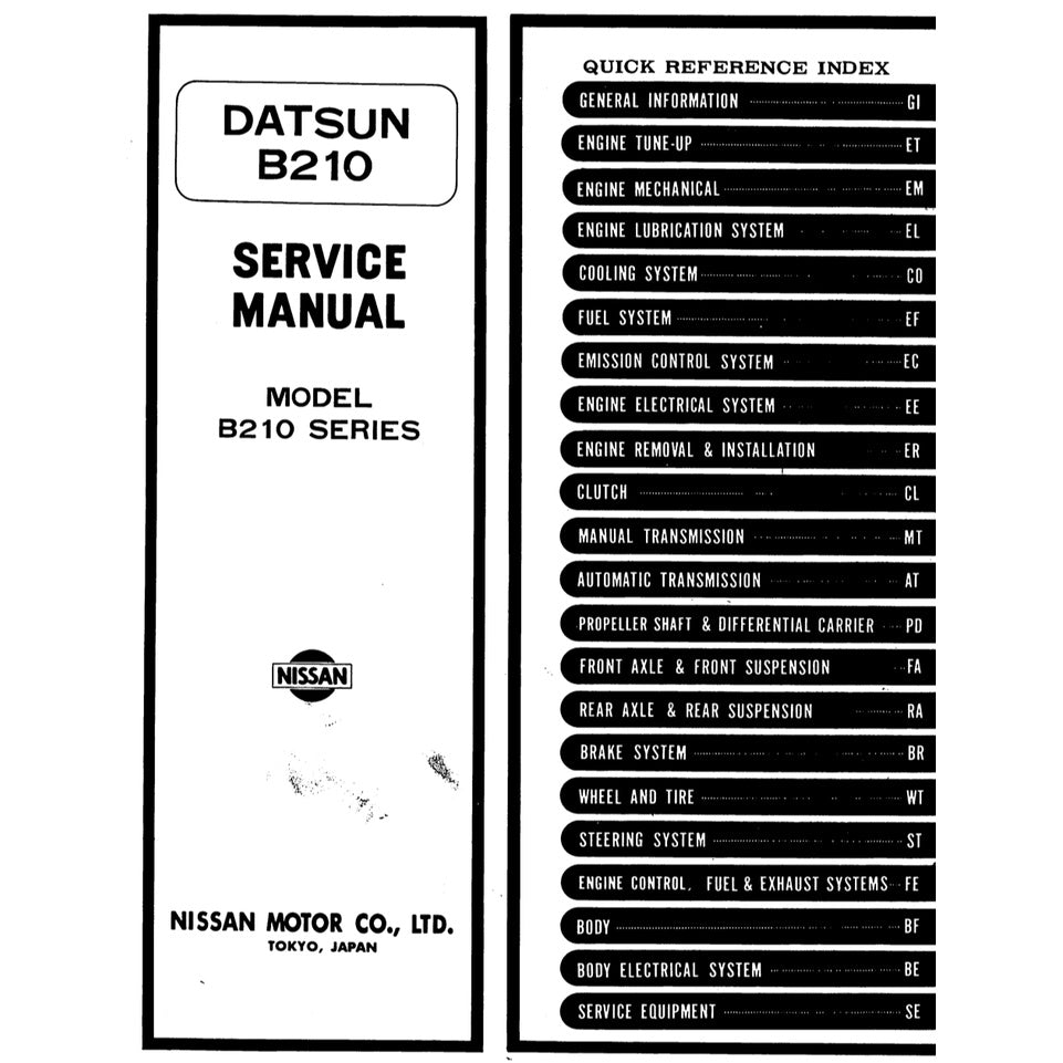 DATSUN SUNNY 120/130/140Y B210 (1973-1977) SERVICE WORKSHOP MANUAL - Image 3