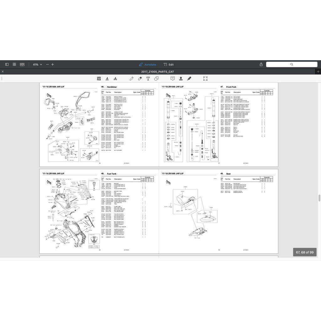 KAWASAKI NINJA Z1000 SX (2017-2019) SERVICE WORKSHOP MANUAL + PARTS CATALOGUE + OWNER'S MANUAL - Image 10