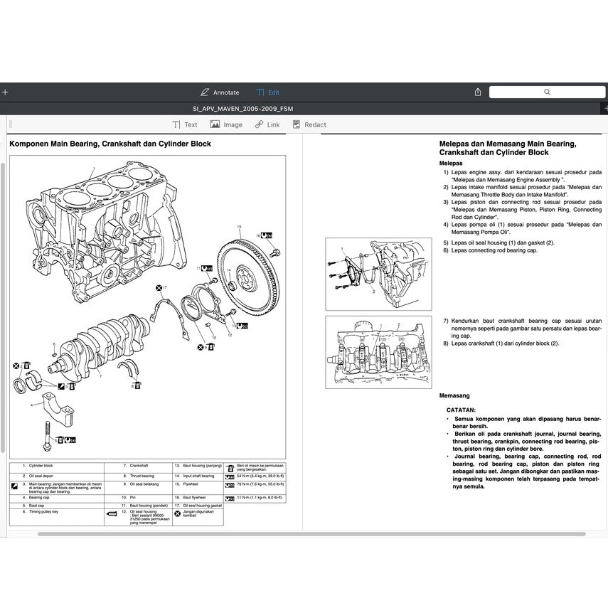 SUZUKI APV (2005-2009) SERVICE WORKSHOP MANUAL - BAHASA INDO VERSION - Image 7