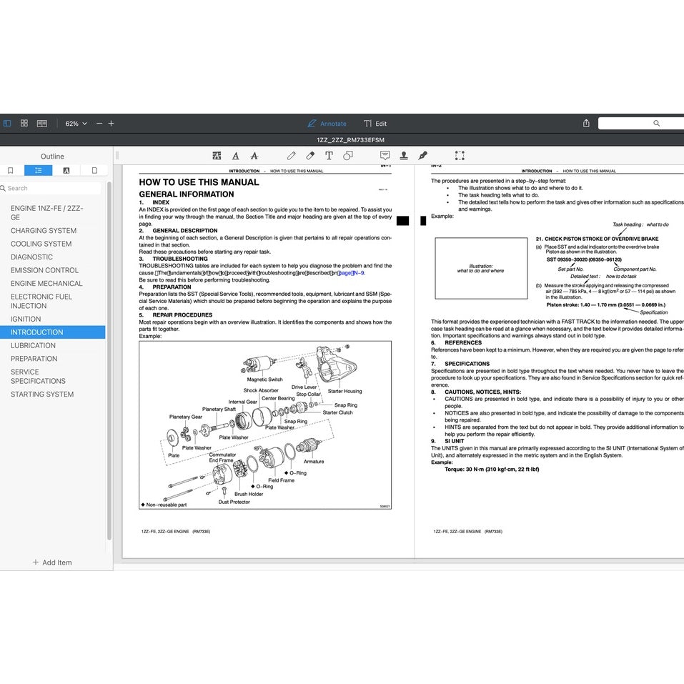 TOYOTA ENGINE 1ZZ-FE / 2ZZ-GE SERVICE REPAIR WORKSHOP MANUAL - Image 6