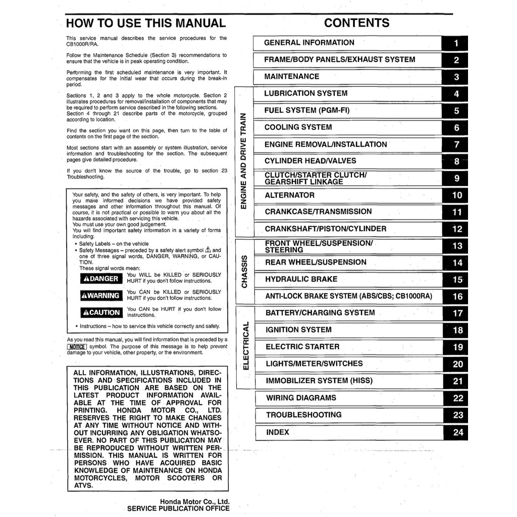 HONDA CB1000R SC60 (2009-2017) SERVICE WORKSHOP MANUAL + OWNER'S MANUAL / CB 1000 R - Image 3