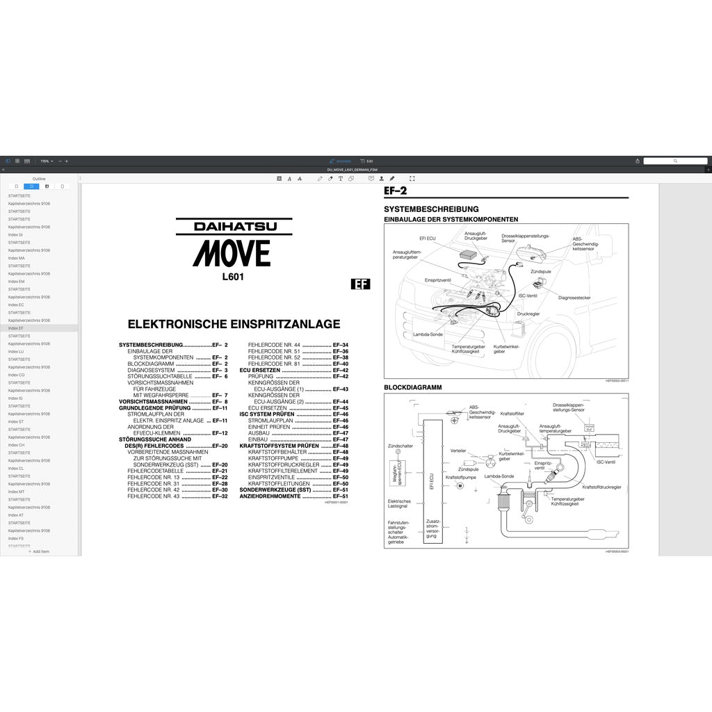DAIHATSU MOVE L601 GERMAN LANGUAGE EDITION (1995-1998) SERVICE WORKSHOP MANUAL - Image 8