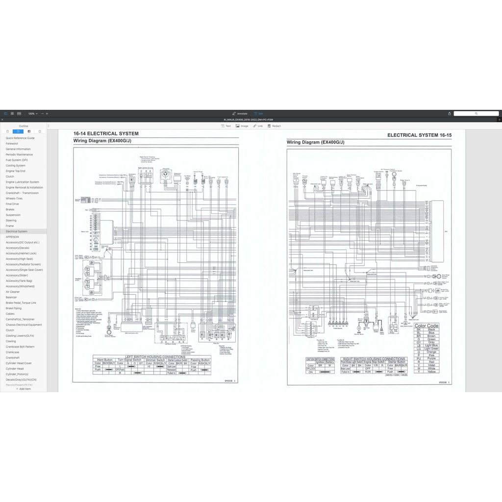 KAWASAKI NINJA 400 (2018-2022) SERVICE WORKSHOP MANUAL + PARTS CATALOGUE +OWNER'S MANUAL - Image 7