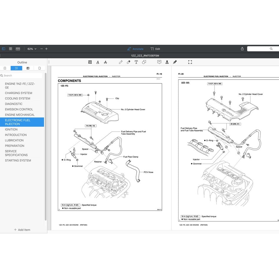TOYOTA ENGINE 1ZZ-FE / 2ZZ-GE SERVICE REPAIR WORKSHOP MANUAL - Image 7