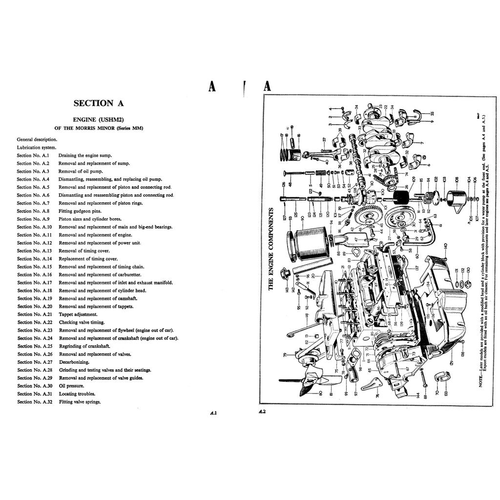 MORRIS MINOR SERIES MM / II /1000 (1948-1971) FACTORY SERVICE WORKSHOP MANUAL + PARTS CATALOGUE - Image 8