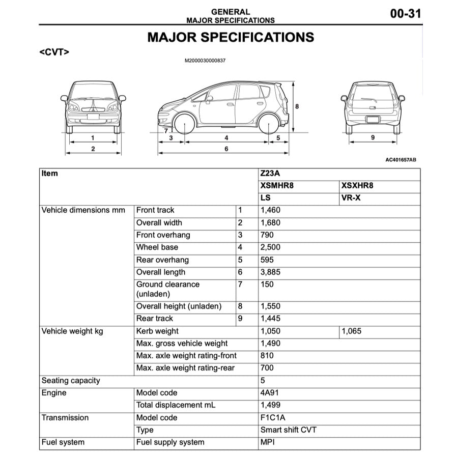 MITSUBISHI COLT Z30 RalliArt (2005-2012) SERVICE WORKSHOP MANUAL - Image 5