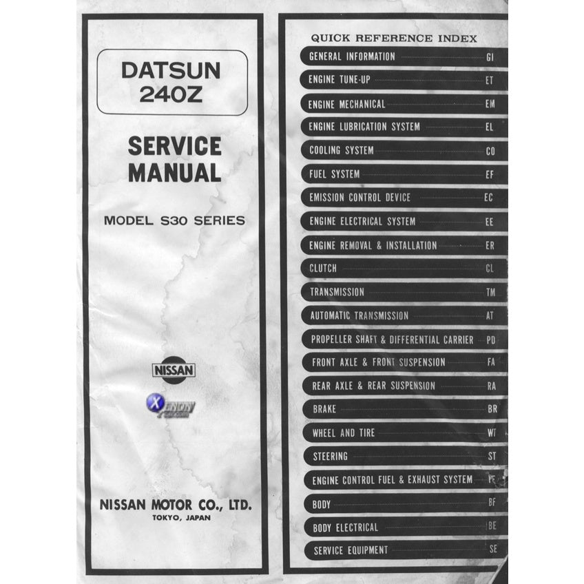 DATSUN 240Z S30 (1969-1973) SERVICE WORKSHOP MANUAL + PARTS CATALOGUE - Image 3