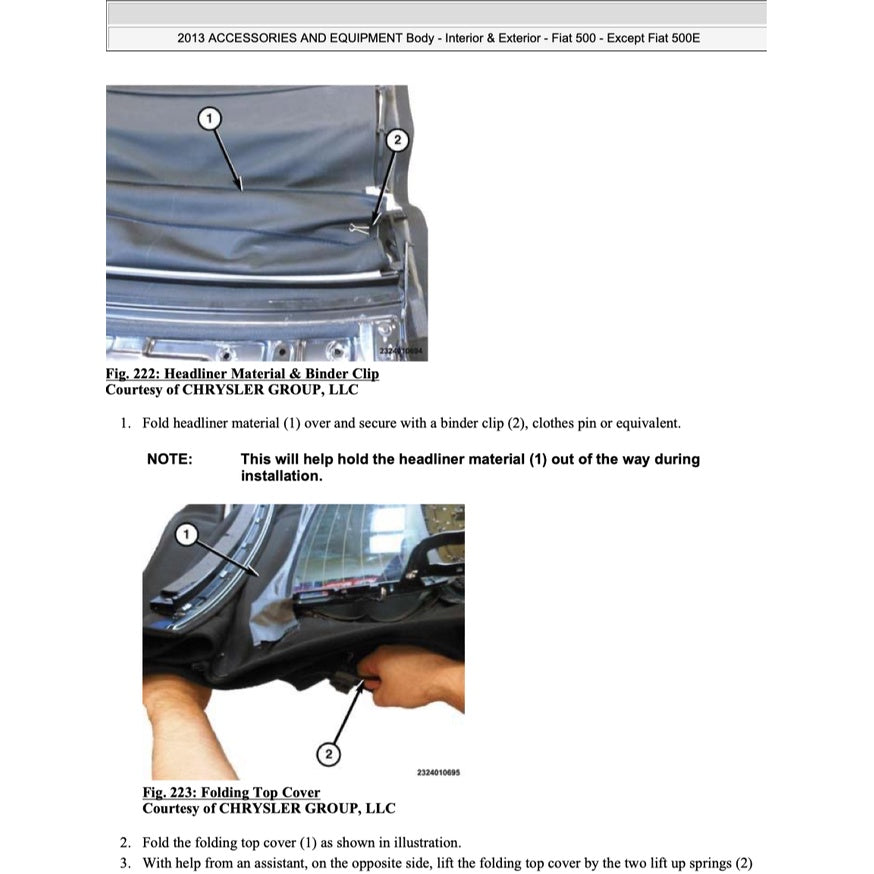 FIAT 500 C (2007-2019) CONVERTIBLE ROOF SERVICE & REPAIR MANUAL - Image 3