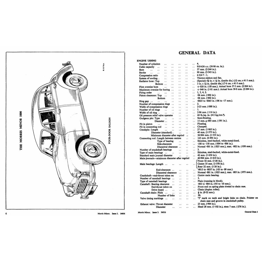 MORRIS MINOR SERIES MM / II /1000 (1948-1971) FACTORY SERVICE WORKSHOP MANUAL + PARTS CATALOGUE - Image 5
