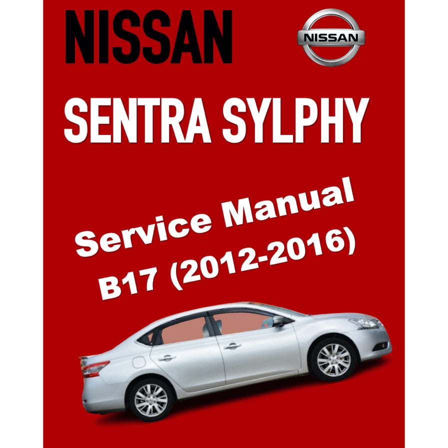 NISSAN SENTRA / SYLPHY B17 (2012-2016) FACTORY SERVICE WORKSHOP MANUAL IN PDF FORMAT (
3944 PAGES
) SUPPLIED AS  DOWNLOADABLE LINK.


This is the same service manual your local NISSAN dealer will use when doing a repair. This manual has detailed illustrations as well as step by step instructions. Pages are printable, so run off what you need and take it with you into the garage or workshop. 


ENGINE COVERED: 1.8L MRA8DE
TRANSMISSION COVERED: 6-speed manual RS6F94 & CVT RE0F11A


DRIVETRAIN: 
Petrol
1.6 L HR16DE I4
1.6 L MR16DDT turbo I4
1.8 L MRA8DE I4
2.0 L MR20DE I4
Diesel:
1.5 L Renault K9K764 I4


Transmission        
5-speed manual
6-speed manual
5-speed automatic
6-speed automatic
CVT


WHAT'S INSIDE ?
        Detailed sub-steps expand on repair procedure information
        Notes, cautions and warnings throughout each chapter pinpoint critical information.
        Numbered instructions guide you through every repair procedure step by step.
        Bold figure number help you quickly match illustrations with instructions.
        Detailed illustrations, drawings and photos guide you through every procedure.
        Enlarged inset helps you identify and examine parts in detail.
        Numbered table of contents easy to use so that you can find the information you need fast.
        This manual also makes it easy to diagnose and repair problems with your machines electrical system.
        Troubleshooting and electrical service procedures are combined with detailed wiring diagram for ease of use.