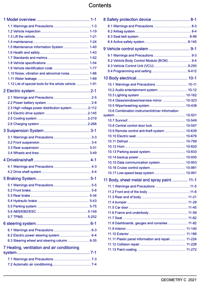 GEELY GEOMETRY-C (2021+) SERVICE WORKSHOP MANUAL - Image 3