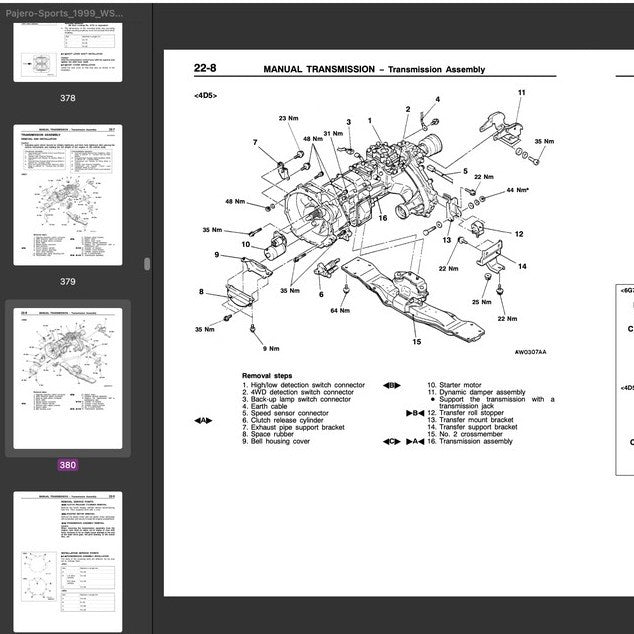 MITSUBISHI PAJERO III V60 (1999-2006) SERVICE WORKSHOP MANUAL - Image 9