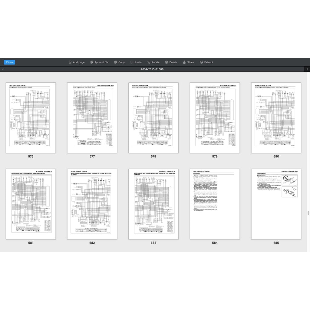 KAWASAKI Z1000 (2014-2016) SERVICE WORKSHOP MANUAL + PARTS CATALOGUE + OWNER'S MANUAL - Image 9