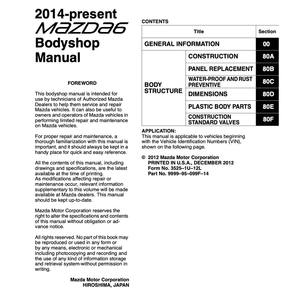 MAZDA 6 GJ1 (2013-2021) SERVICE WORKSHOP MANUAL - Image 9