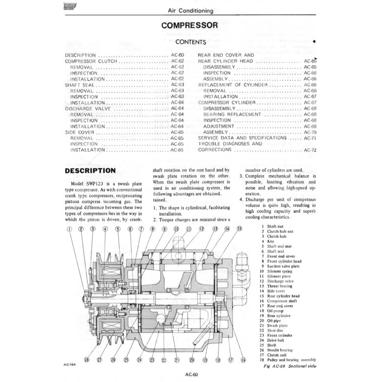DATSUN 260Z S30 (1974-1978) SERVICE WORKSHOP MANUAL + PARTS CATALOGUE - Image 9