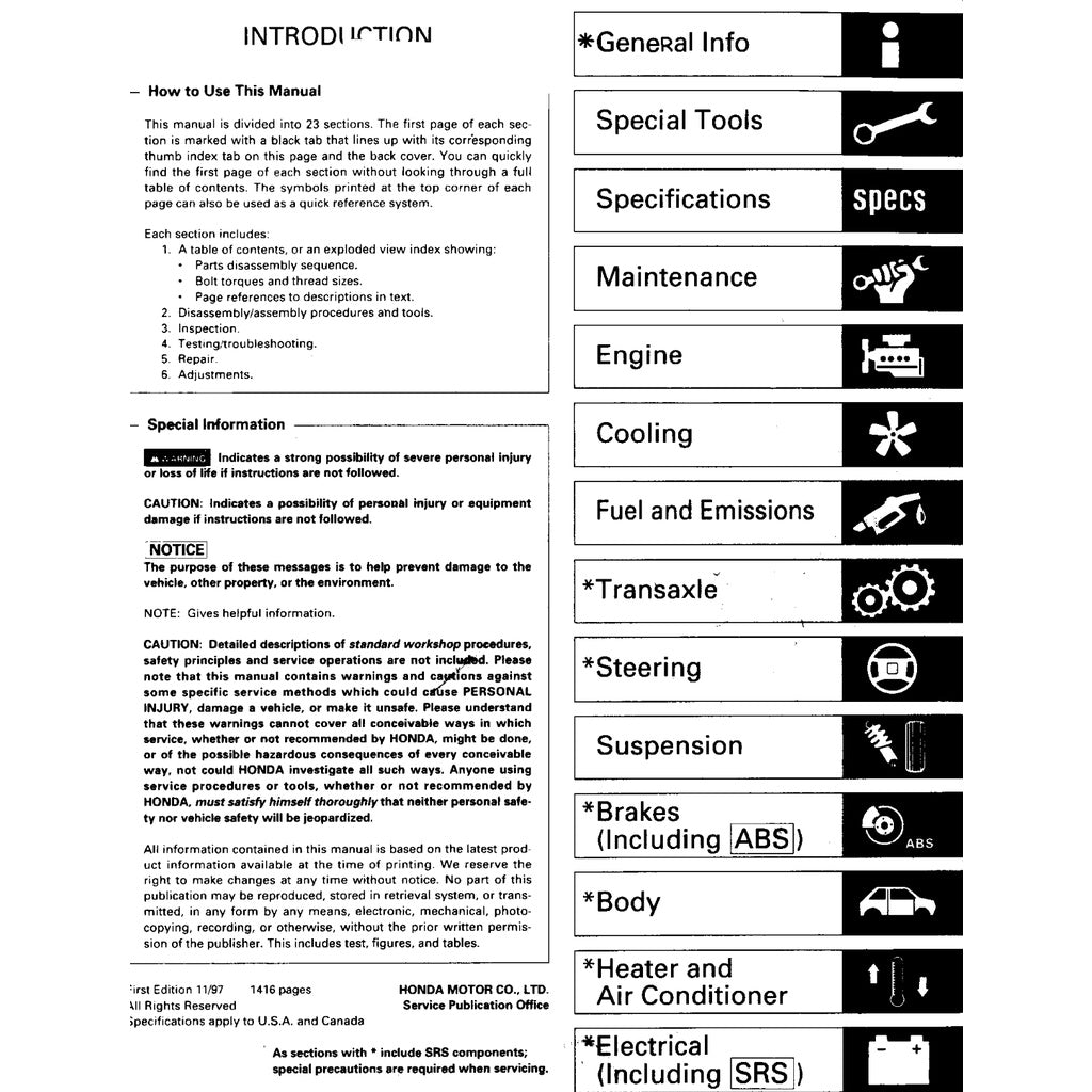 HONDA INTEGRA ACURA DB DC (1993-2001) SERVICE WORKSHOP MANUAL + SUPPLEMENT TYPE R - Image 3