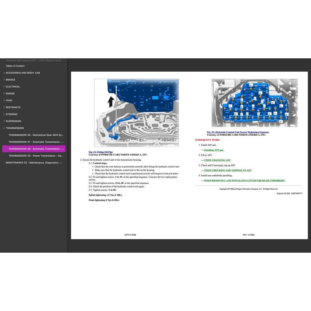 PORSCHE 911 991.1 (2011-2016) SERVICE WORKSHOP MANUAL + PARTS CATALOGUE - Image 7