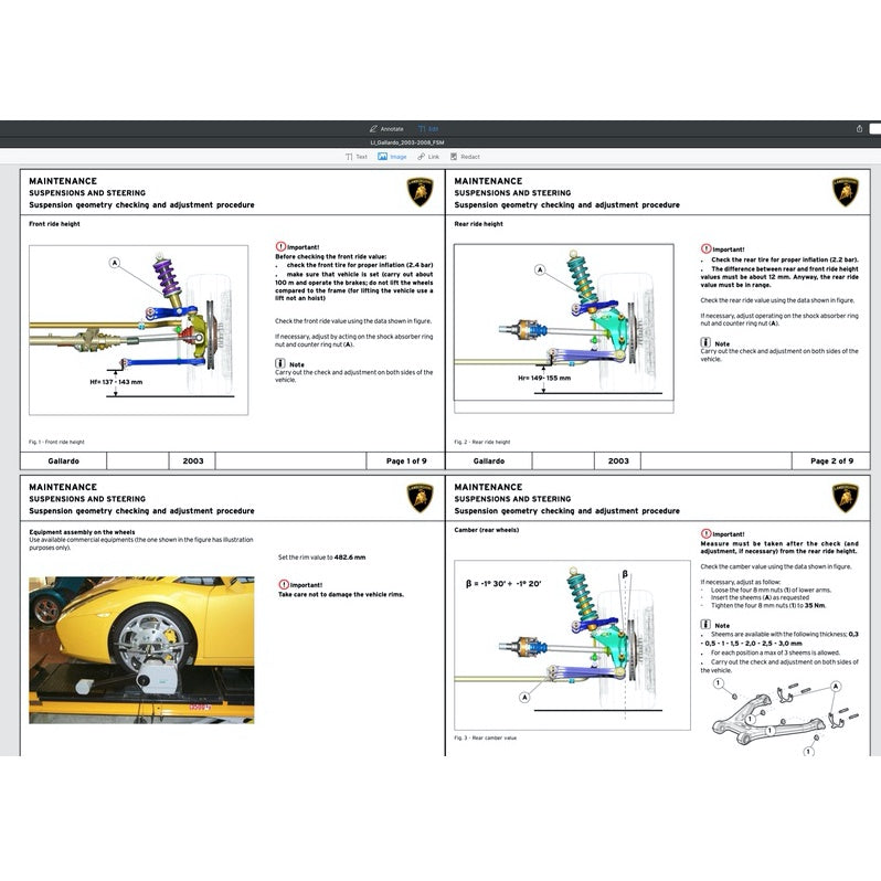 LAMBORGHINI GALLARDO COUPE LDAS32 (2003-2008) FACTORY SERVICE WORKSHOP MANUAL - Image 5