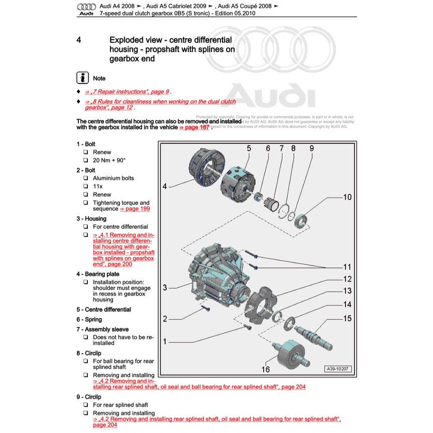 AUDI A4 B8 (2008-2016) SERVICE WORKSHOP MANUAL - Image 5