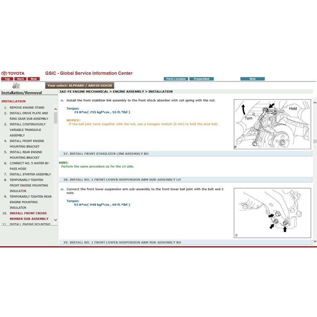TOYOTA ALPHARD / VELLFIRE ANH20/GGH20 (2008-2015) SERVICE WORKSHOP MANUAL - Image 8