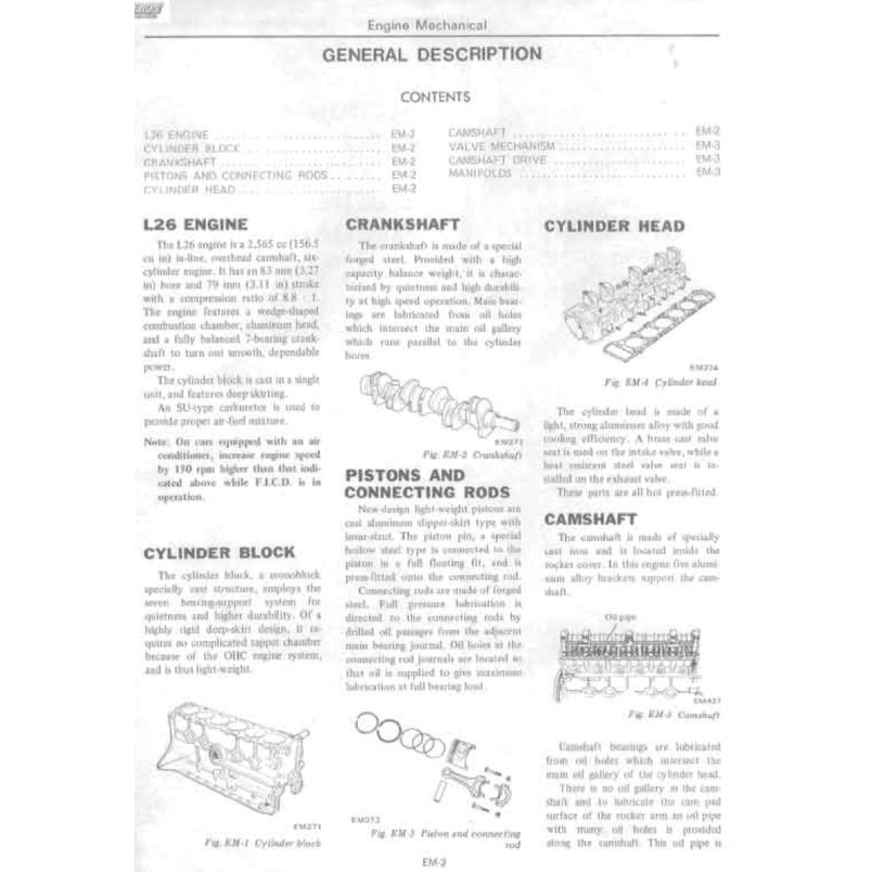 DATSUN 260Z S30 (1974-1978) SERVICE WORKSHOP MANUAL + PARTS CATALOGUE - Image 5